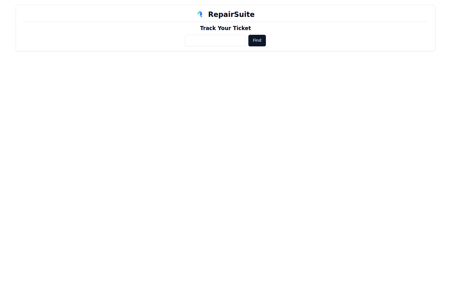 Public job tracker showing a single job number field and a Find button